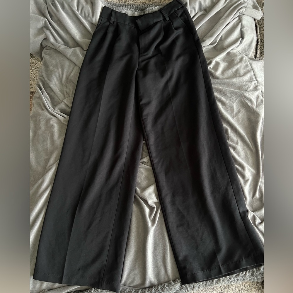 Steve Madden Black Wide Leg Pleated Trousers DM43408W Womens Small